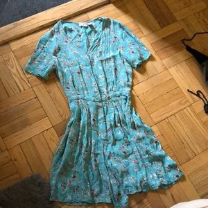 Vintage romper dress in blue floral